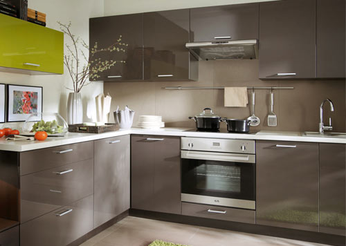 GroÃe einbauküche küche 420cm mit hochschränken modern grau ...