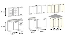 Küche L-Form Set komplett - 12 Schränke L-Form Set komplett - 12 Schränke