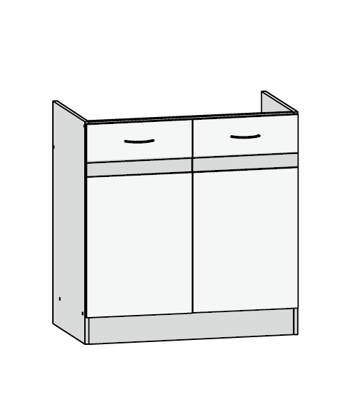 DK2D 80 82 spuelenunterschrank 80cm 2 tueren junona line