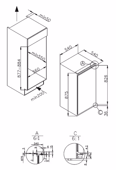 EKS 16171 - Kühlschrank 88cm Junona Line Einbaukühlschrank klein 1