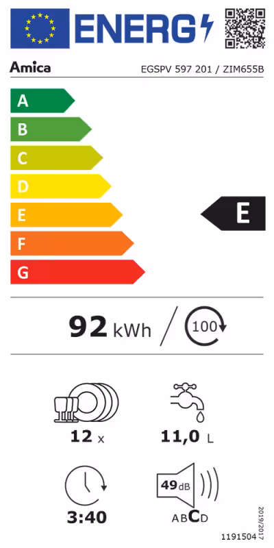 EGSPV(60) 597 201 - Geschirrspüler, verblendbar Junona Line Geschirrspüler vollintegriert klein 0