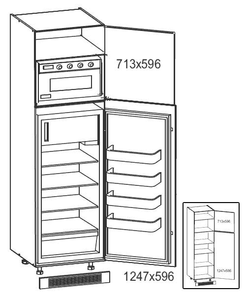 Küchenschrank: DLP-60/207-1K Kühlschrank- / Vorratsschrank