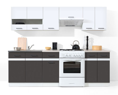 Junona Line Küche ANTHRAZIT GRAU / WEISS Set Junona Line 240 - Ohne AP Junona Line Frontfarbe ANTHRAZIT GRAU / WEISS Set Junona Line 240 - Ohne AP
