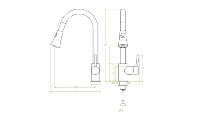 BLD-969D DARU Granit-Küchenarmatur Grau Junona Line DARU Armatur Grau klein 0