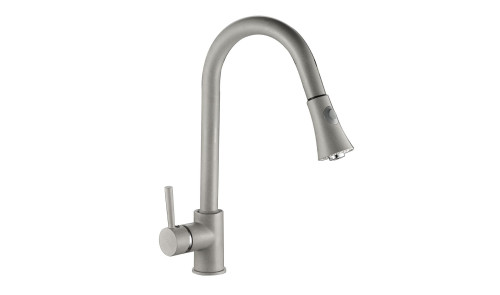 Modern Family Line Frontfarbe (lackiert) SOLE WEISS HOCHGLANZ BLD-969D DARU Granit-Küchenarmatur Grau