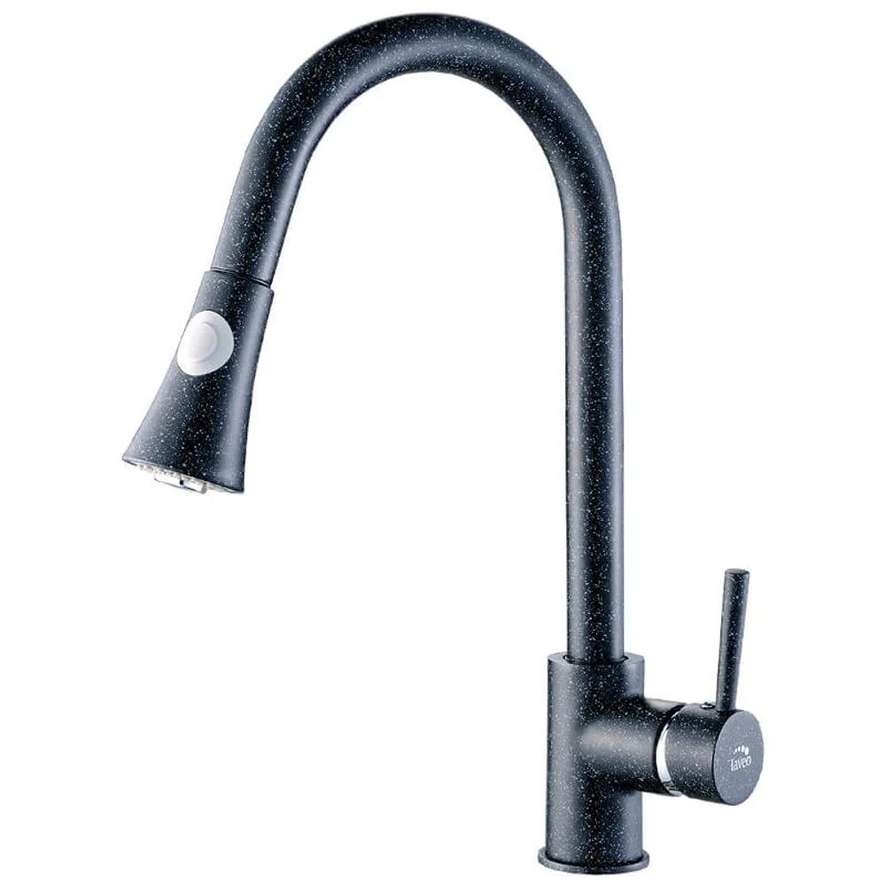 Junona Line Frontfarbe EICHE DELANO DUNKEL (Abverkauf) BLD-769D DARU Granit-Küchenarmatur Schwarz