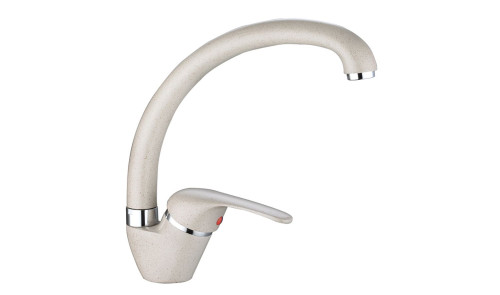 Modern Family Line Frontfarbe (lackiert) SOLE WEISS HOCHGLANZ BKN-467D INGA Granit-Küchenarmatur Beige