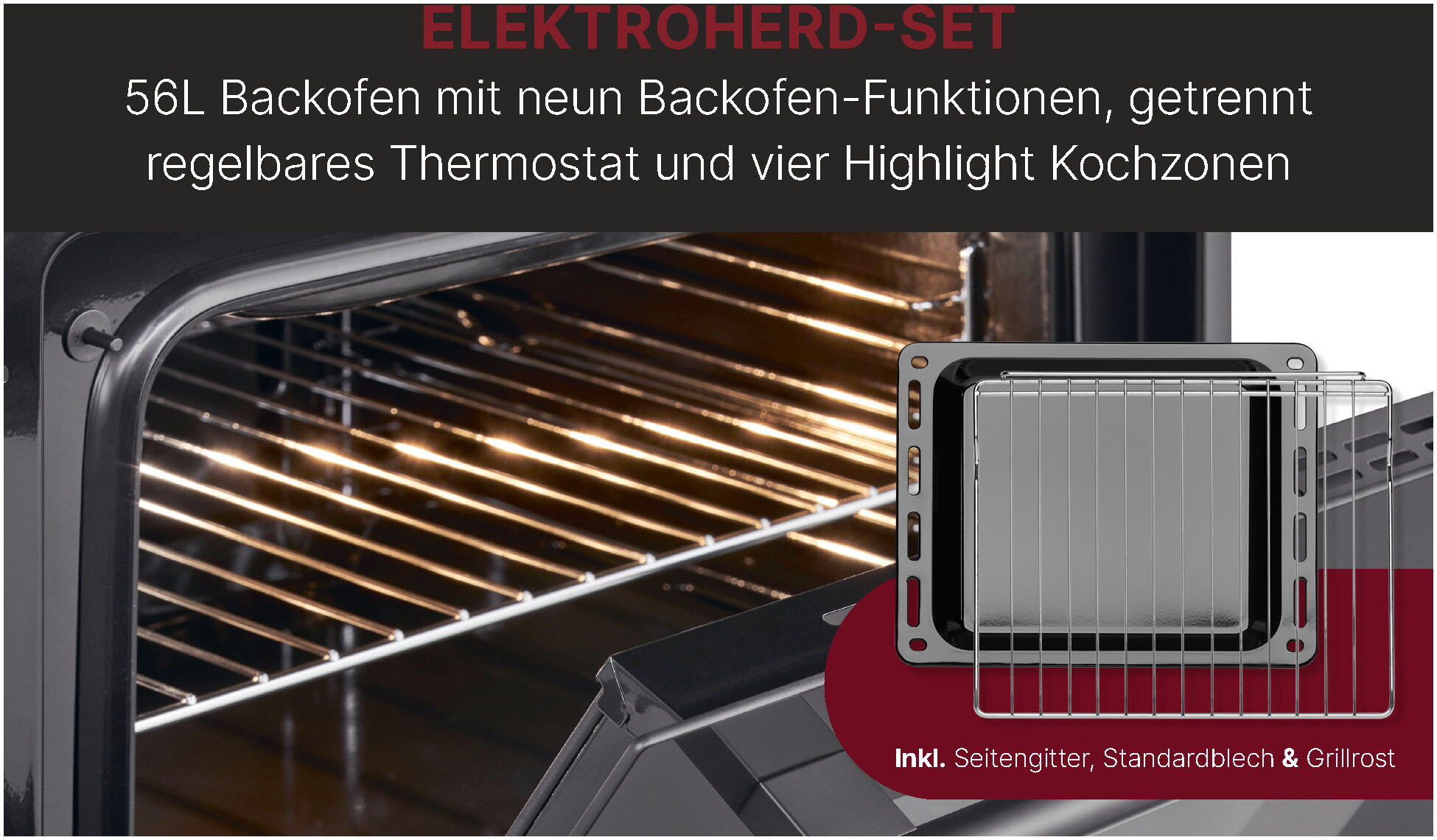EHBC 7937 - Bomann Einbauherd-Set Junona Line Herdset mit Glaskeramik klein 6