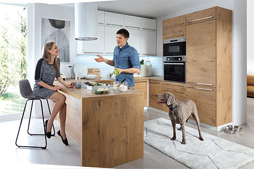 Küchenkollektion Modern Family Line Frontfarbe HAMPER Lancelot Eiche Gallerie