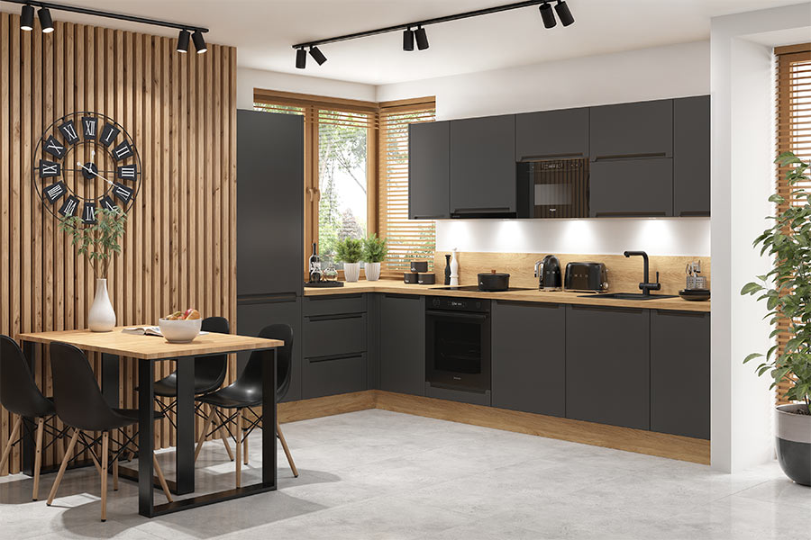 Einbauküchen Front wählbar: Frontfarbe IRIS ANTHRAZIT MATT Küchen