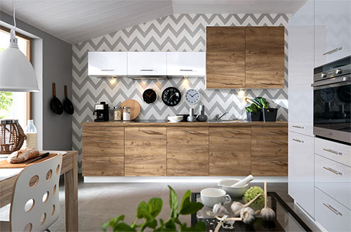 Küchenkollektion Modern Family Line Frontfarbe HAMPER TABAC EICHE Gallerie
